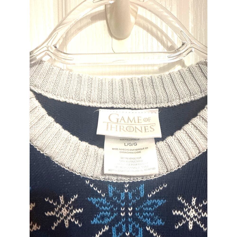 Game of Thrones "Winter Is Coming" Navy Blue Fantasy Crew Neck Sweater S Large - Picture 3 of 12